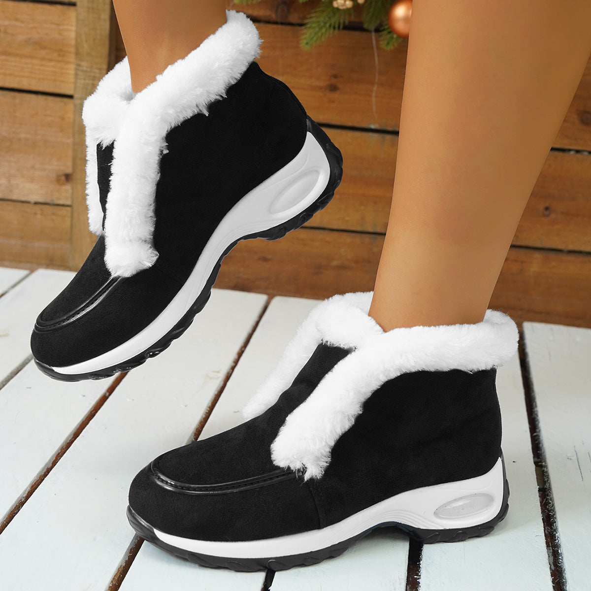 Women's Plus Velvet Snow Boots Sole Air Cushion Decoration