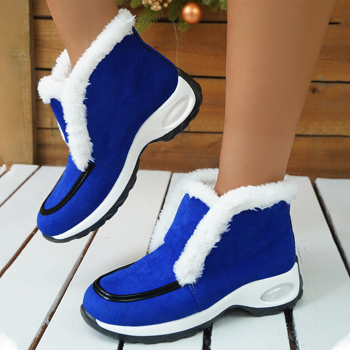 Women's Plus Velvet Snow Boots Sole Air Cushion Decoration