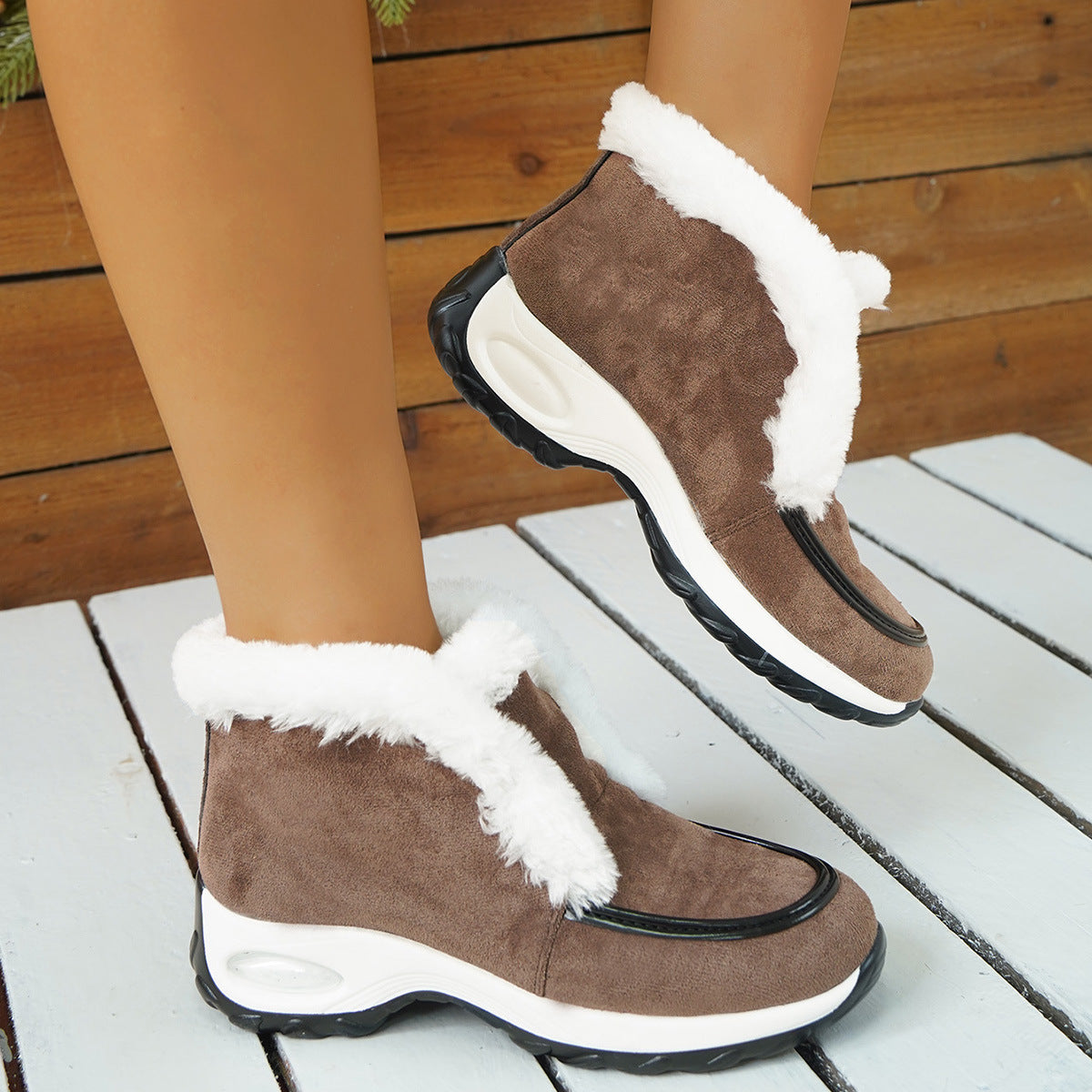 Women's Plus Velvet Snow Boots Sole Air Cushion Decoration